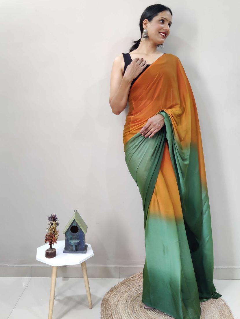 women ombre ready to wear saree with blouse - 21960325 - Standard Image - 3