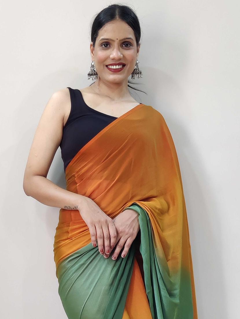 women ombre ready to wear saree with blouse - 21960325 - Standard Image - 5