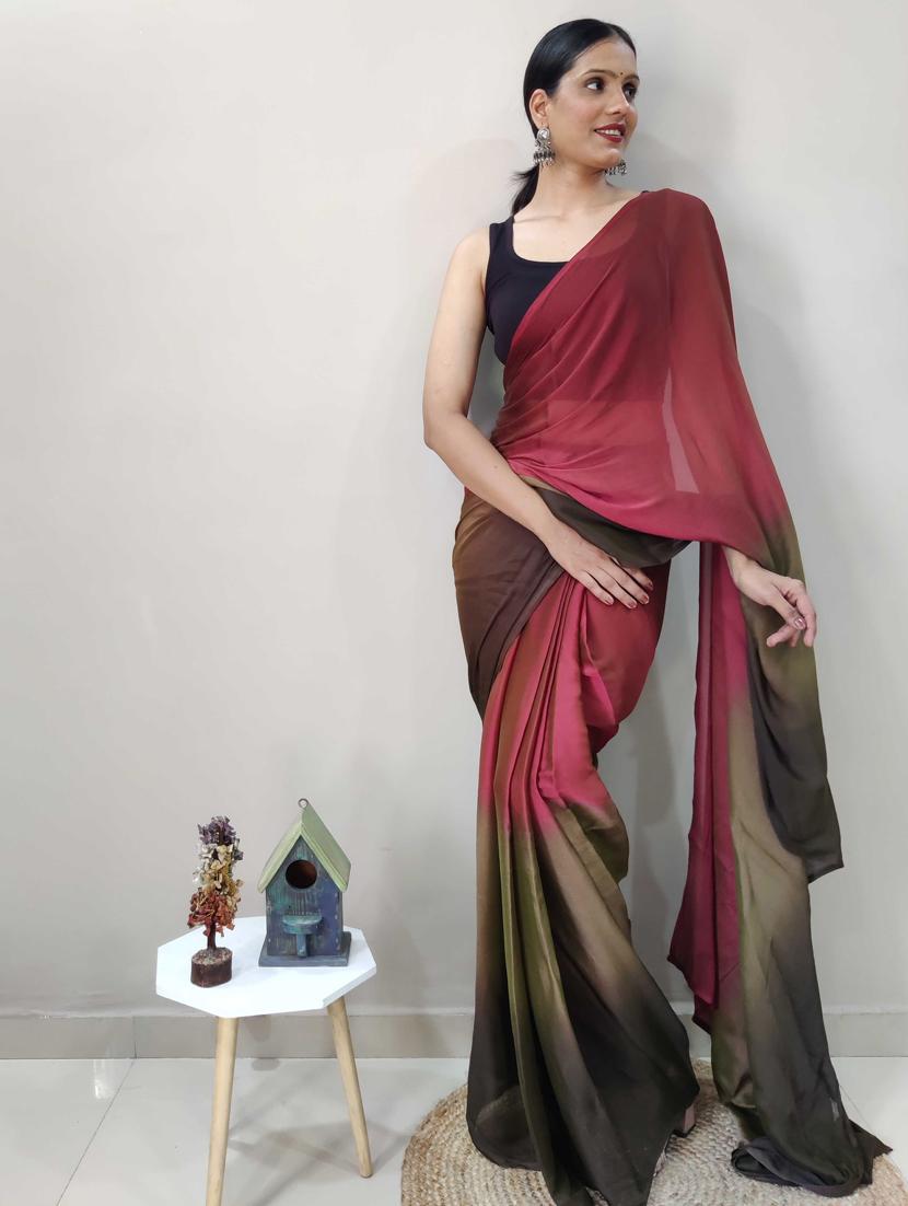 women ombre ready to wear saree with blouse - 21960328 - Standard Image - 3