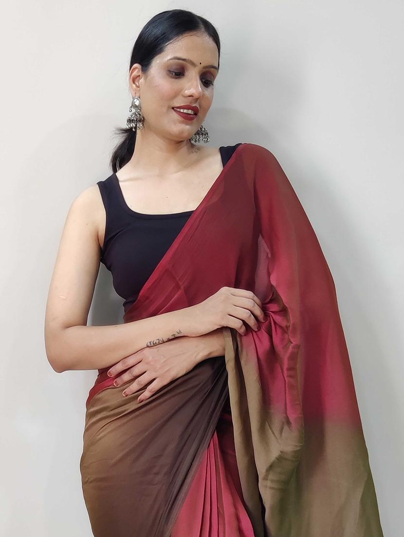women ombre ready to wear saree with blouse - 21960328 - Standard Image - 5