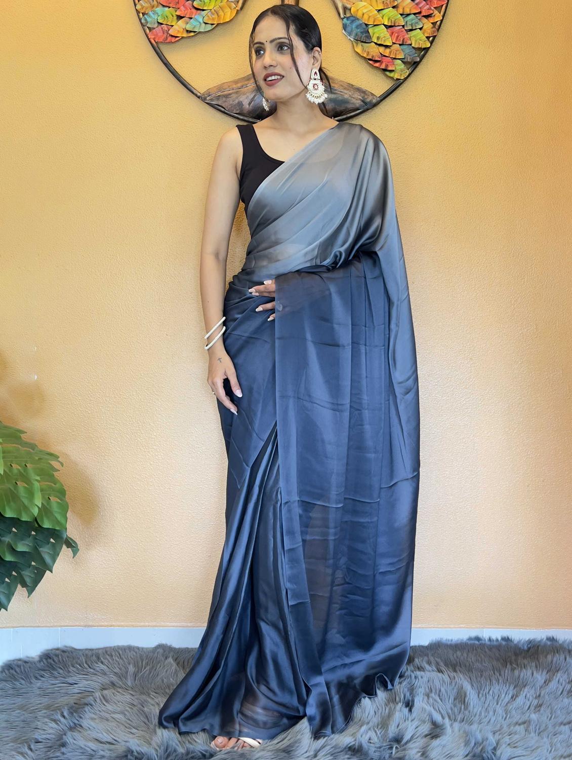 women ombre ready to wear saree with blouse - 21960336 - Standard Image - 3