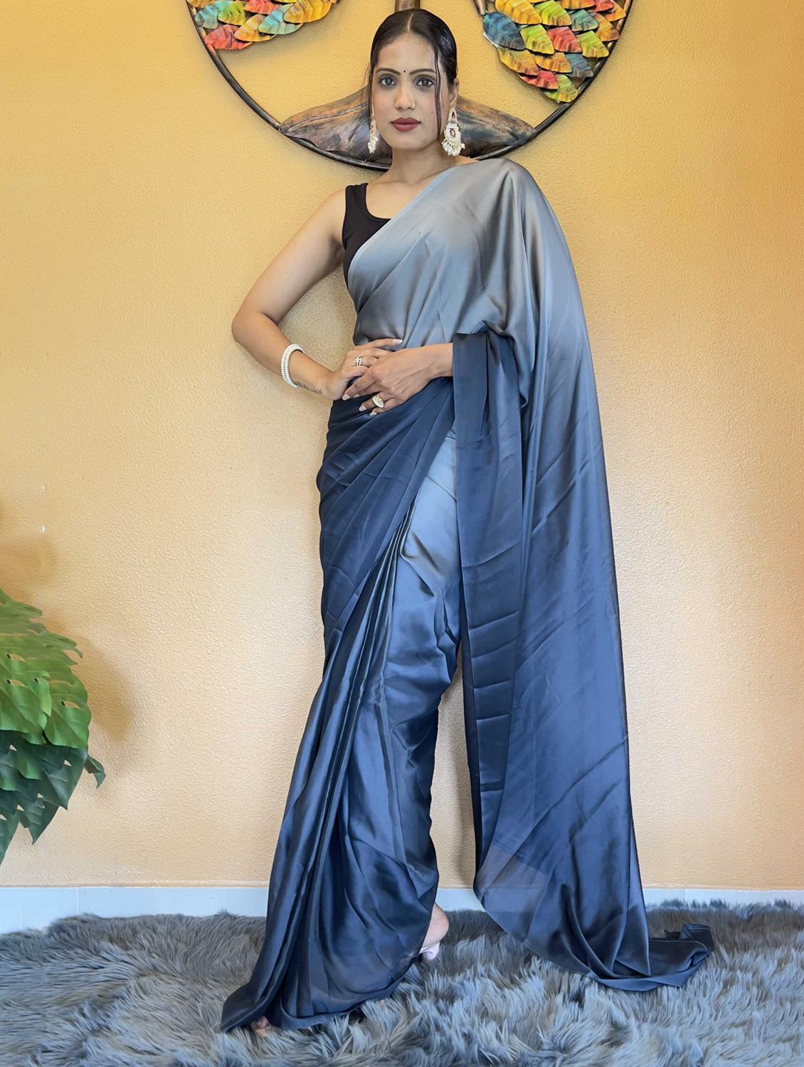 women ombre ready to wear saree with blouse - 21960336 - Standard Image - 5