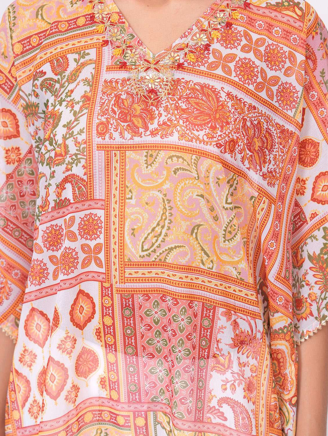 women printed kimono sleeve dhoti kaftan kurta set - 21960361 - Standard Image - 5