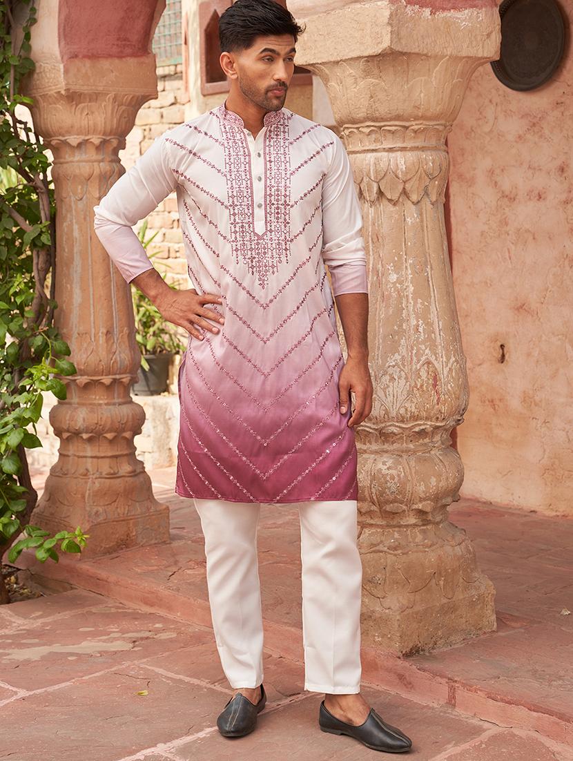 jompers cotton blend geometric maroon kurta pyjama - 21960396 -  Zoom Image - 0