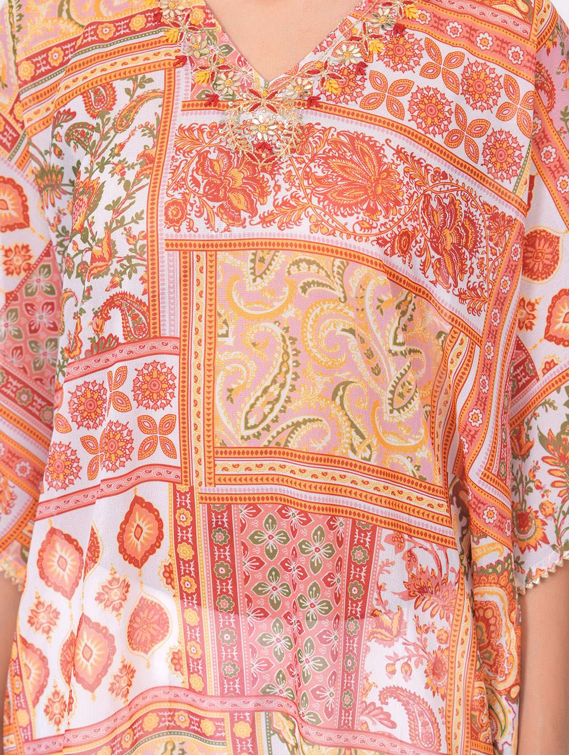 women printed kimono sleeve dhoti kaftan kurta set - 21960407 - Standard Image - 5