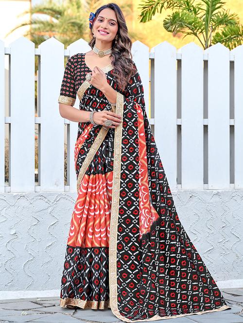 women printed casual wear saree with blouse - 21960408 -  Standard Image - 0