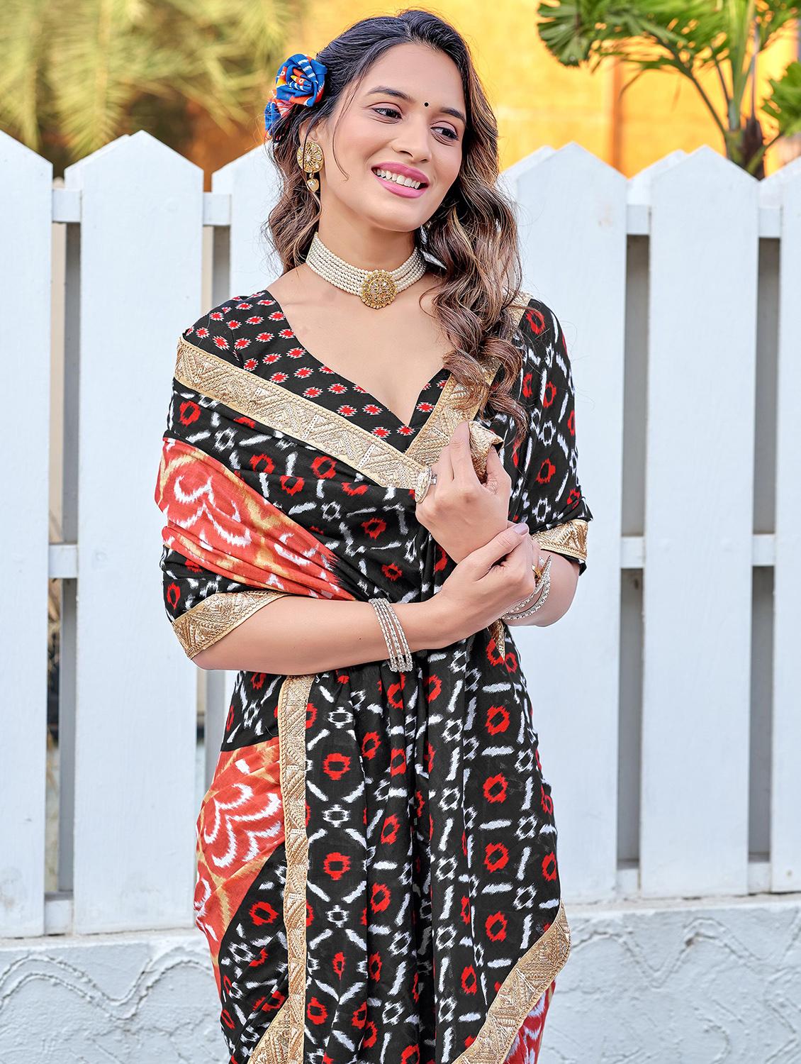 women printed casual wear saree with blouse - 21960408 - Standard Image - 3
