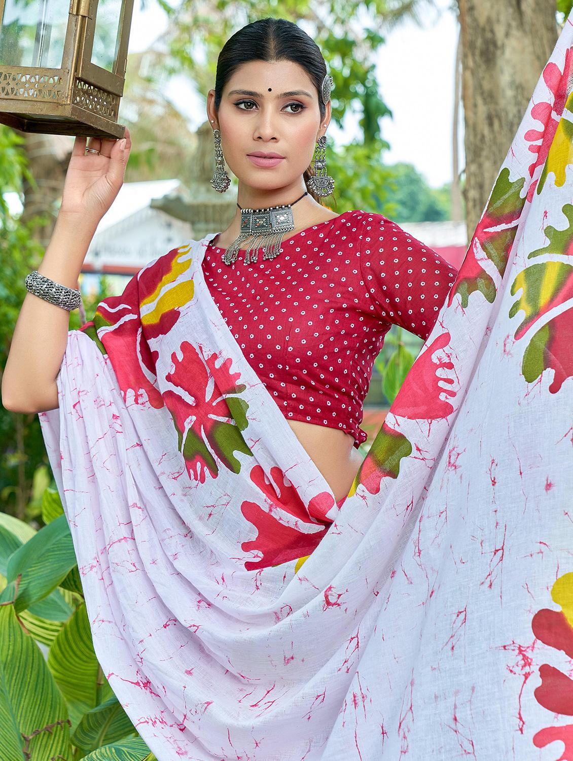 women printed casual wear saree with blouse - 21960441 - Standard Image - 3