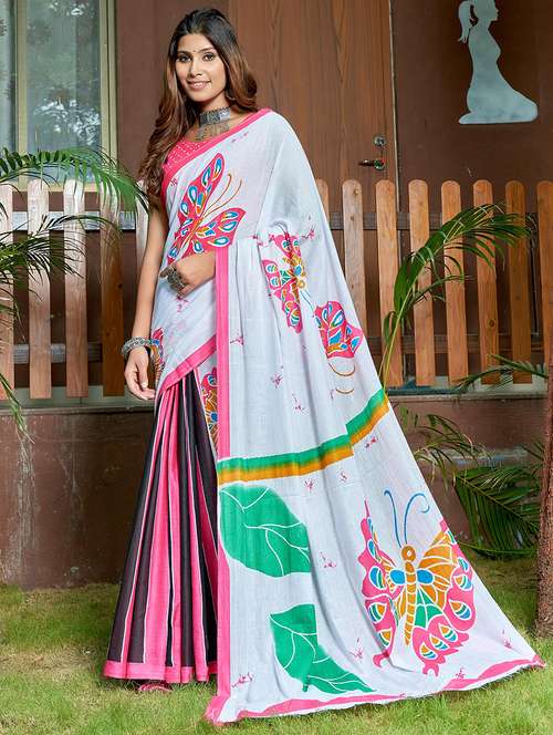 women printed casual wear saree with blouse - 21960450 -  Standard Image - 0