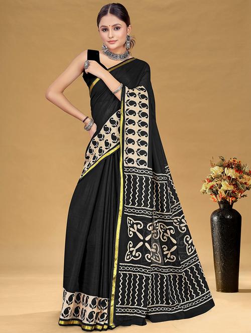 women printed casual wear saree with blouse - 21960482 -  Standard Image - 0