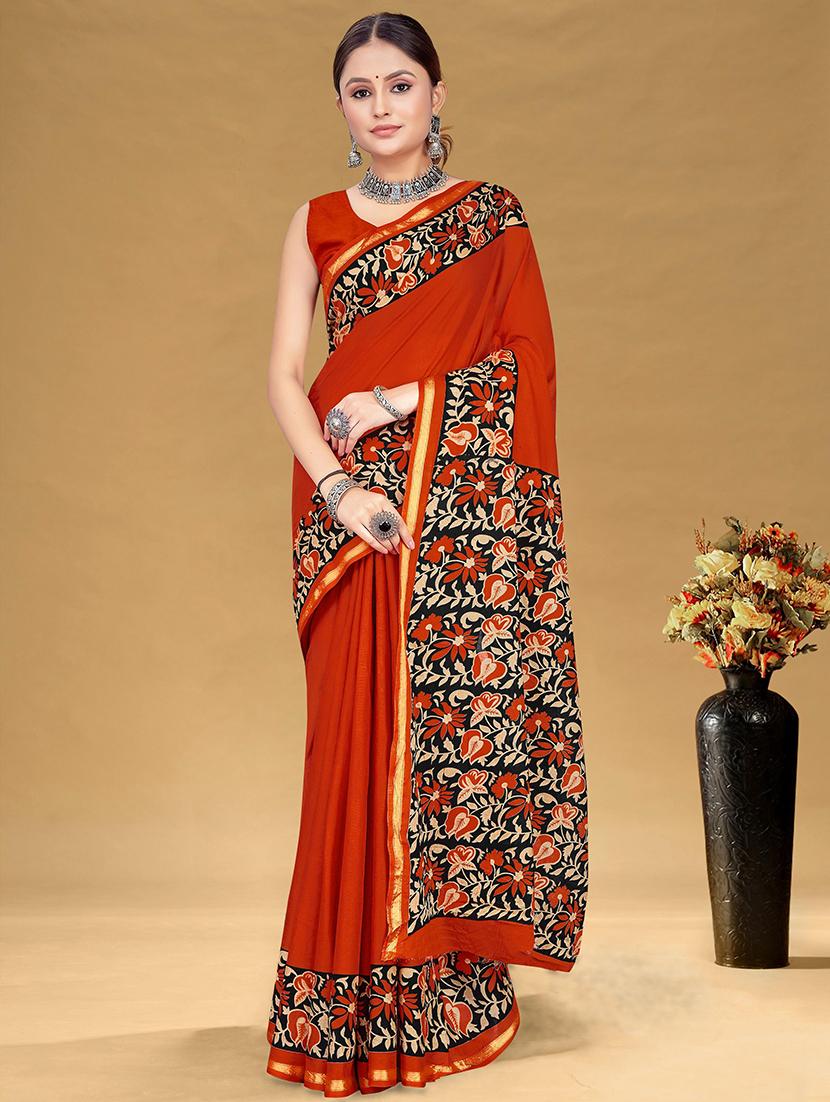 women printed casual wear saree with blouse