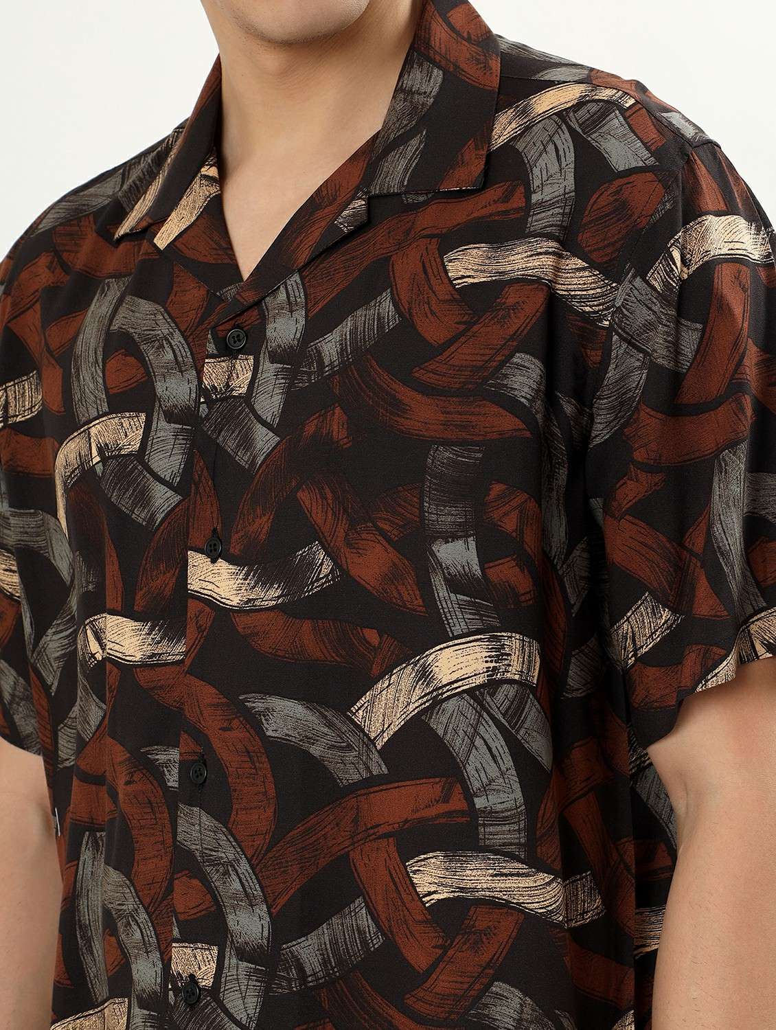 men printed cuban collared short sleeve casual shirt - 21960516 -  Standard Image - 5