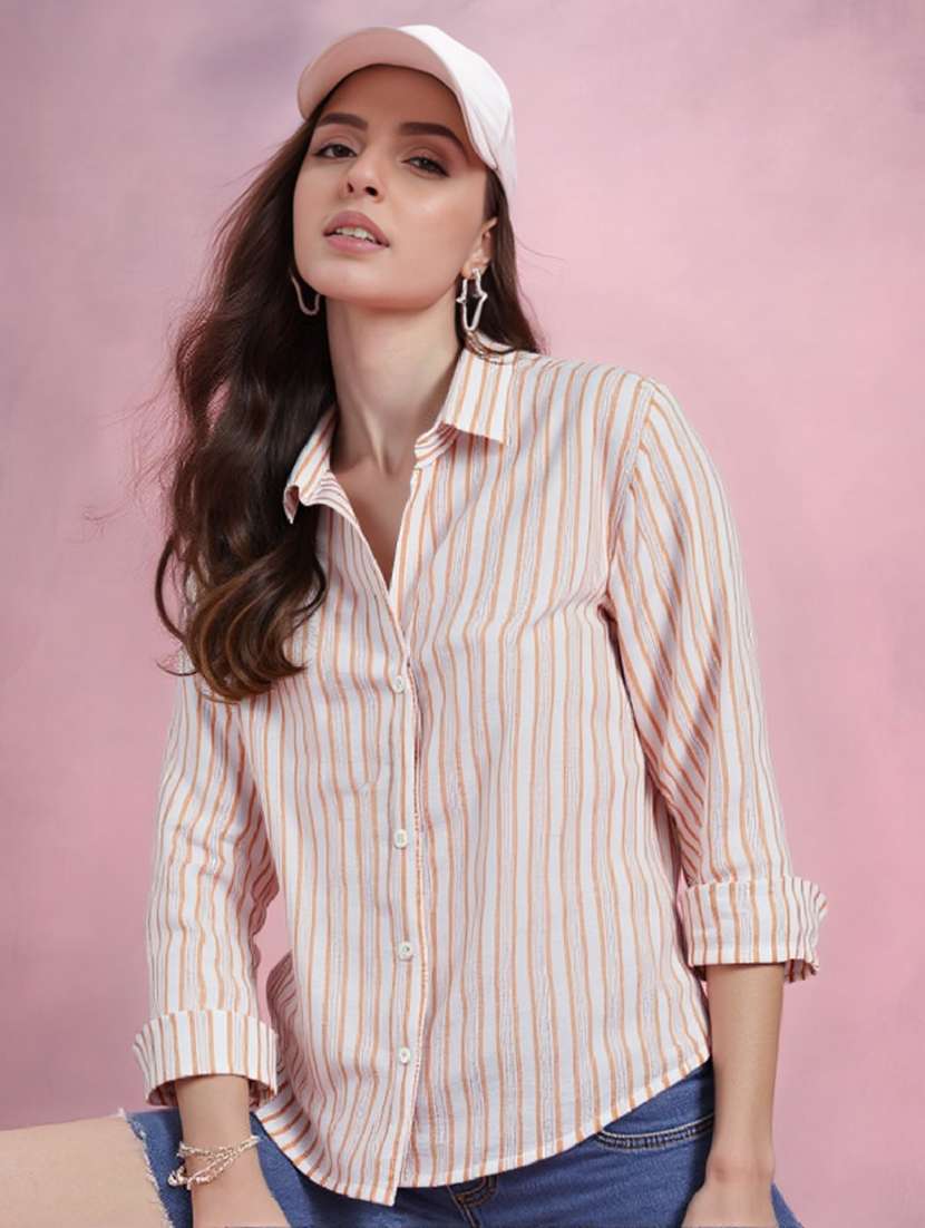 women striped long sleeve regular fit shirt