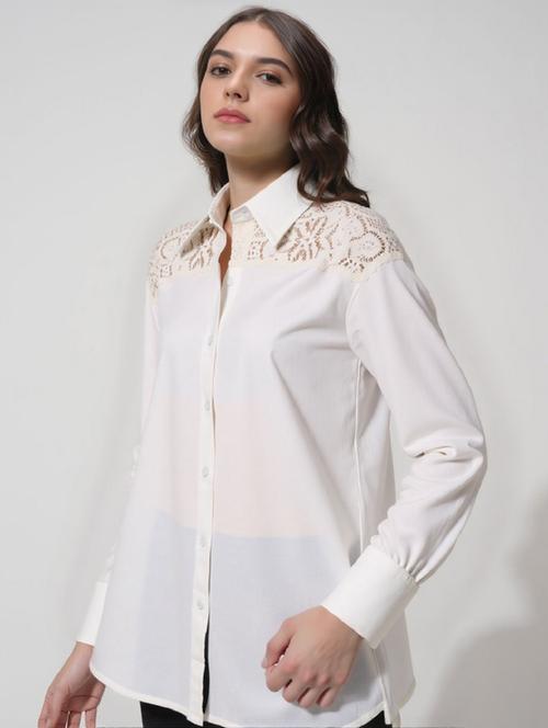 women white solid collared oversized shirt - 21960545 - Standard Image - 0