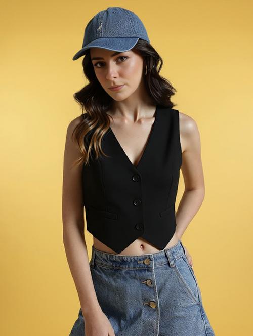 women black solid sleeveless vest top - 21960592 -  Standard Image - 0