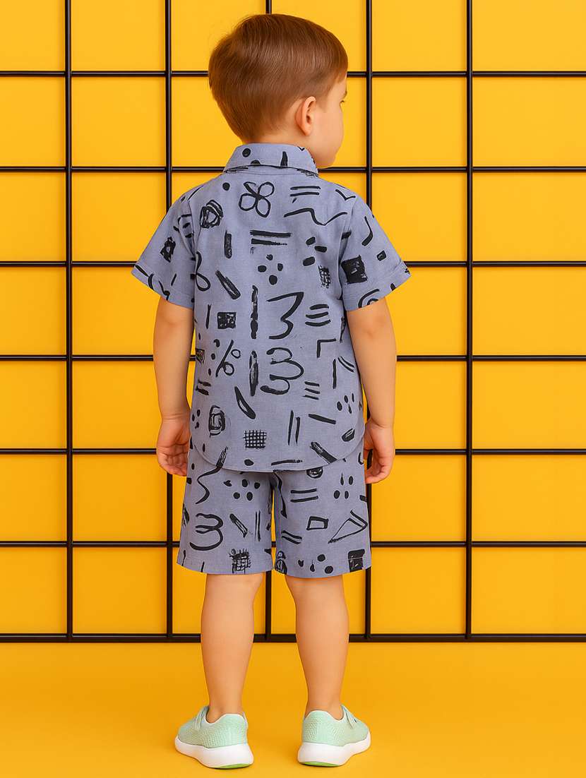 boys printed shirt & shorts co-ord set - 21960668 - Standard Image - 3
