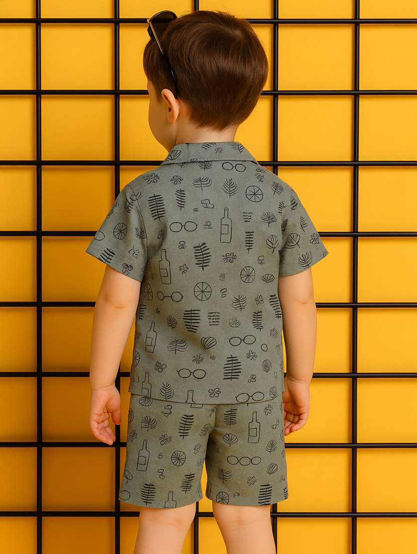 boys printed shirt & shorts co-ord set - 21960672 -  Standard Image - 3