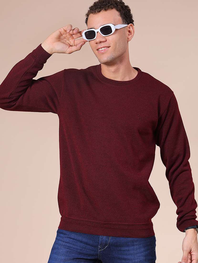 men solid long sleeve regular fit pullover