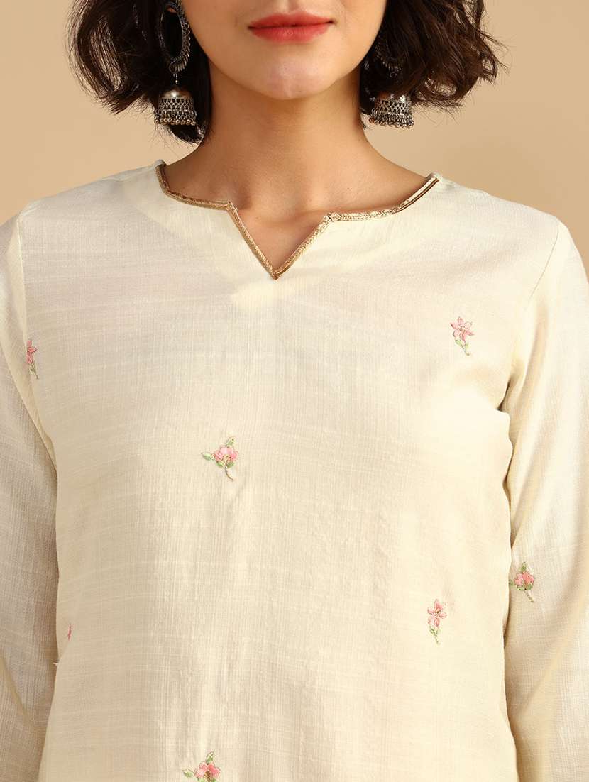 women embroidered three quarter sleeve straight kurta - 21960783 -  Standard Image - 5