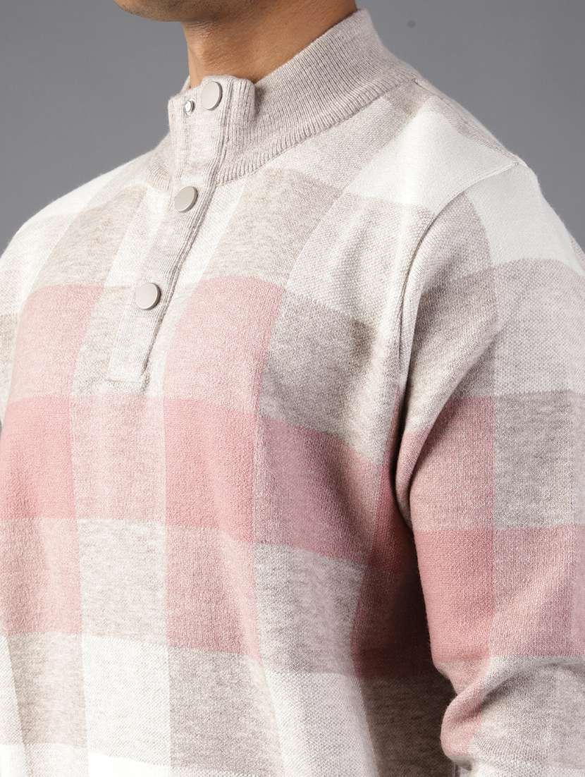 men checkered long sleeve regular fit pullover - 21960822 -  Standard Image - 3