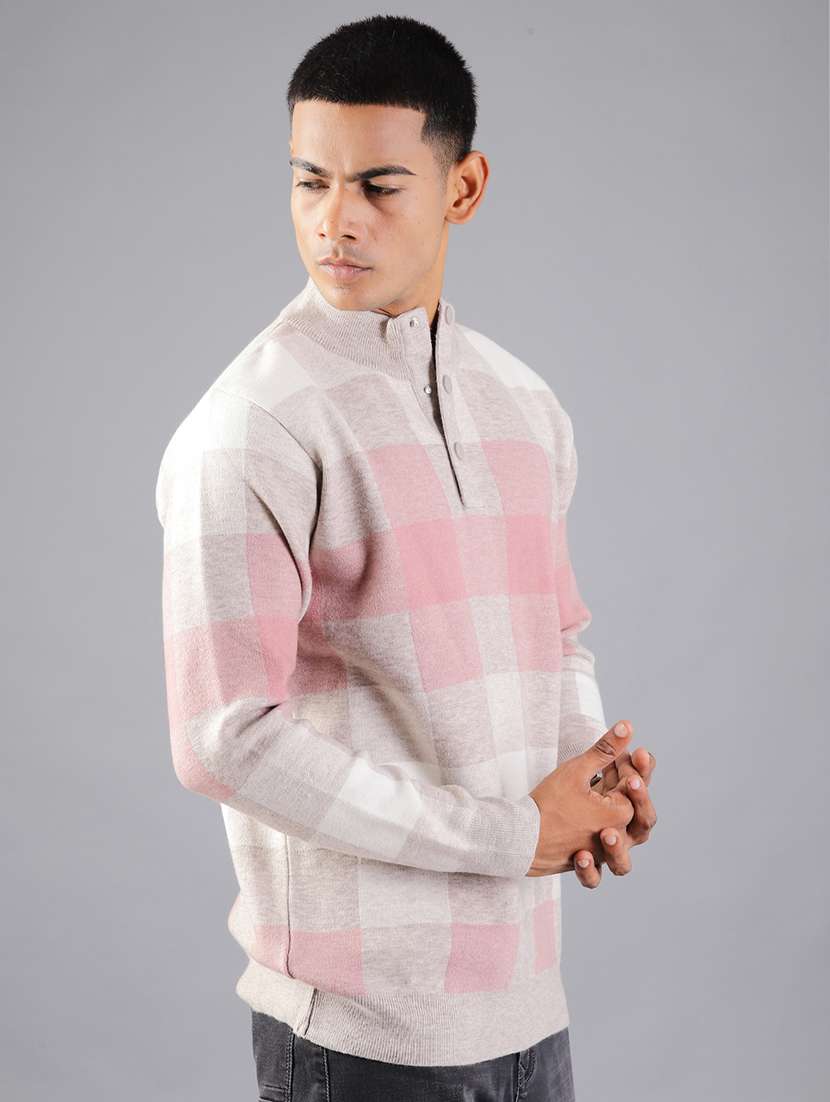men checkered long sleeve regular fit pullover - 21960822 -  Standard Image - 5