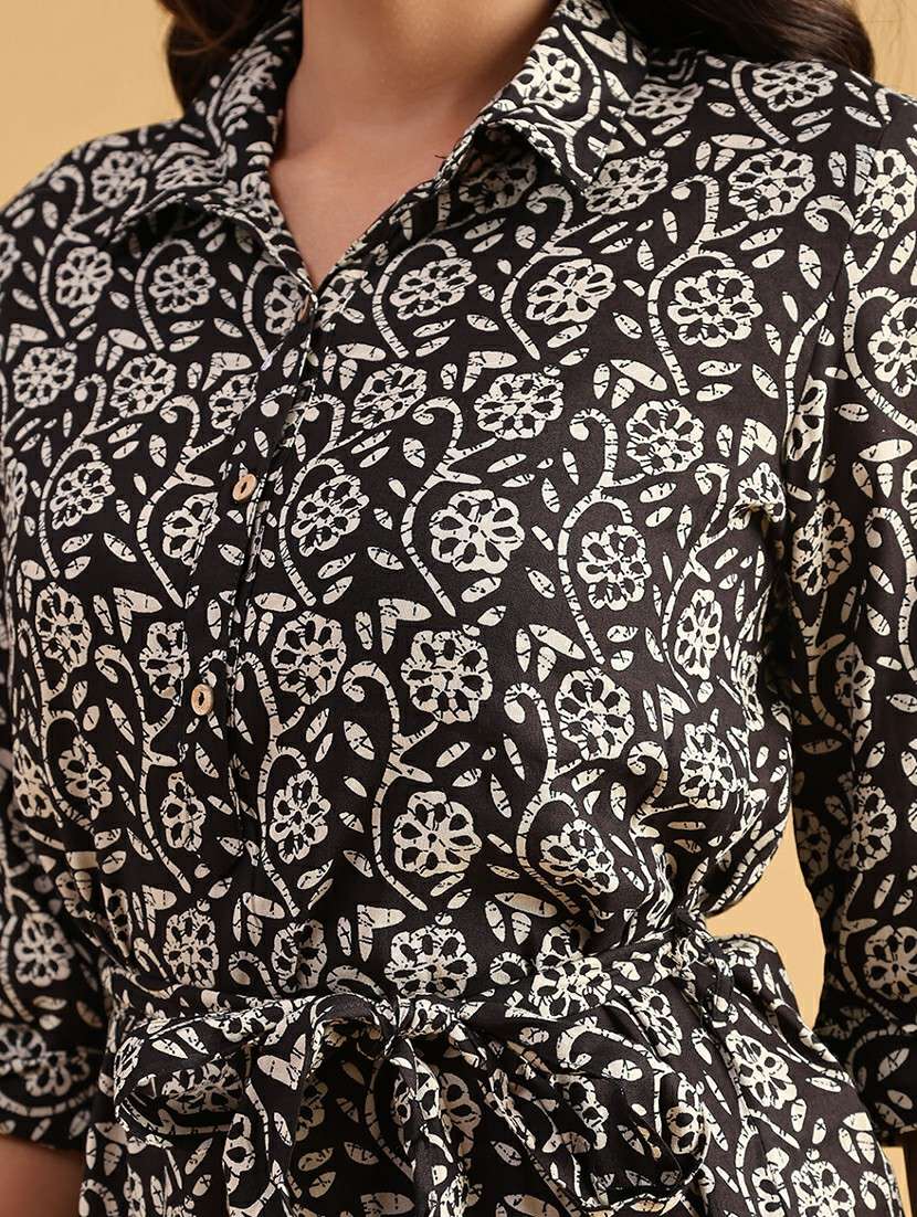 women printed three quarter sleeve fit & flare dress - 21961094 -  Standard Image - 5