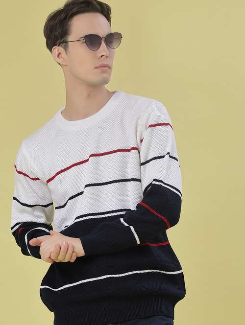 men striped long sleeve regular fit pullover - 21961125 - Standard Image - 0