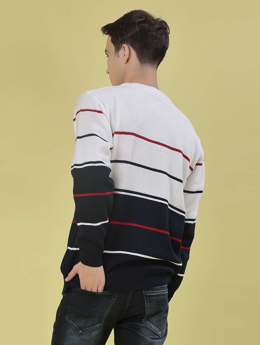 men striped long sleeve regular fit pullover - 21961125 - Standard Image - 3