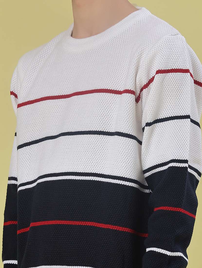 men striped long sleeve regular fit pullover - 21961125 - Standard Image - 5