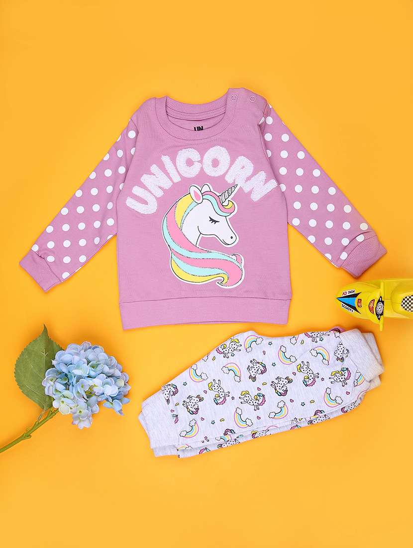 girls printed long sleeve full length set - 21961198 -  Zoom Image - 0