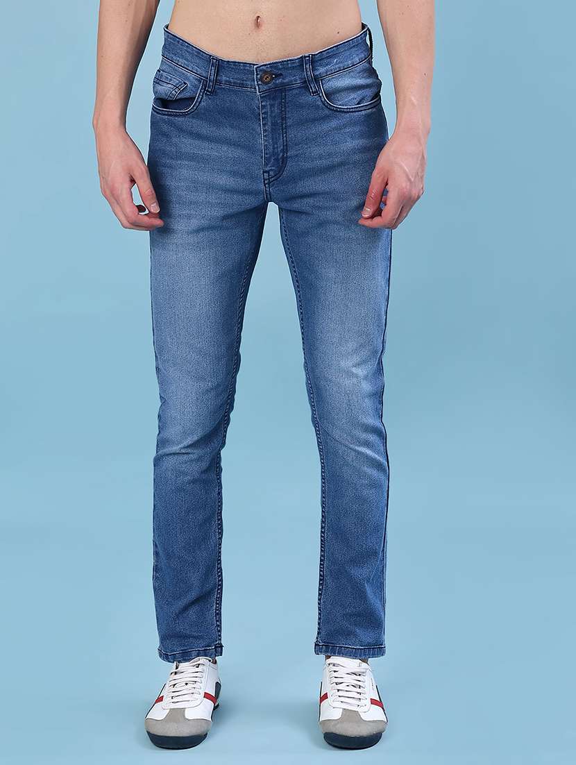 men solid mid rise slim fit jean