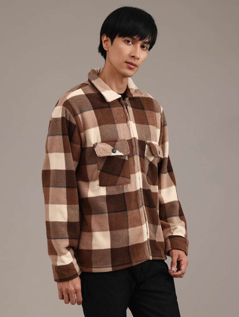 men checkered long sleeve regular fit shacket - 21961219 -  Standard Image - 3
