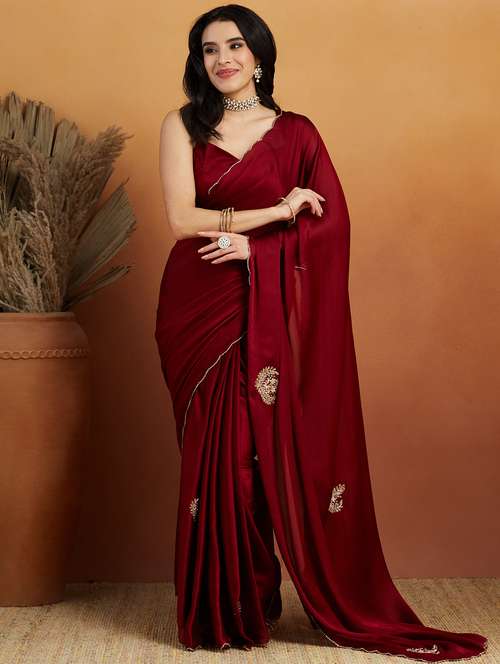 women maroon ready to wear saree with blouse - 21961290 - Standard Image - 0