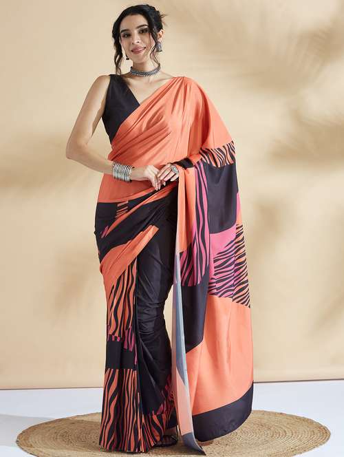women printed ready to wear saree with blouse - 21961307 -  Standard Image - 0