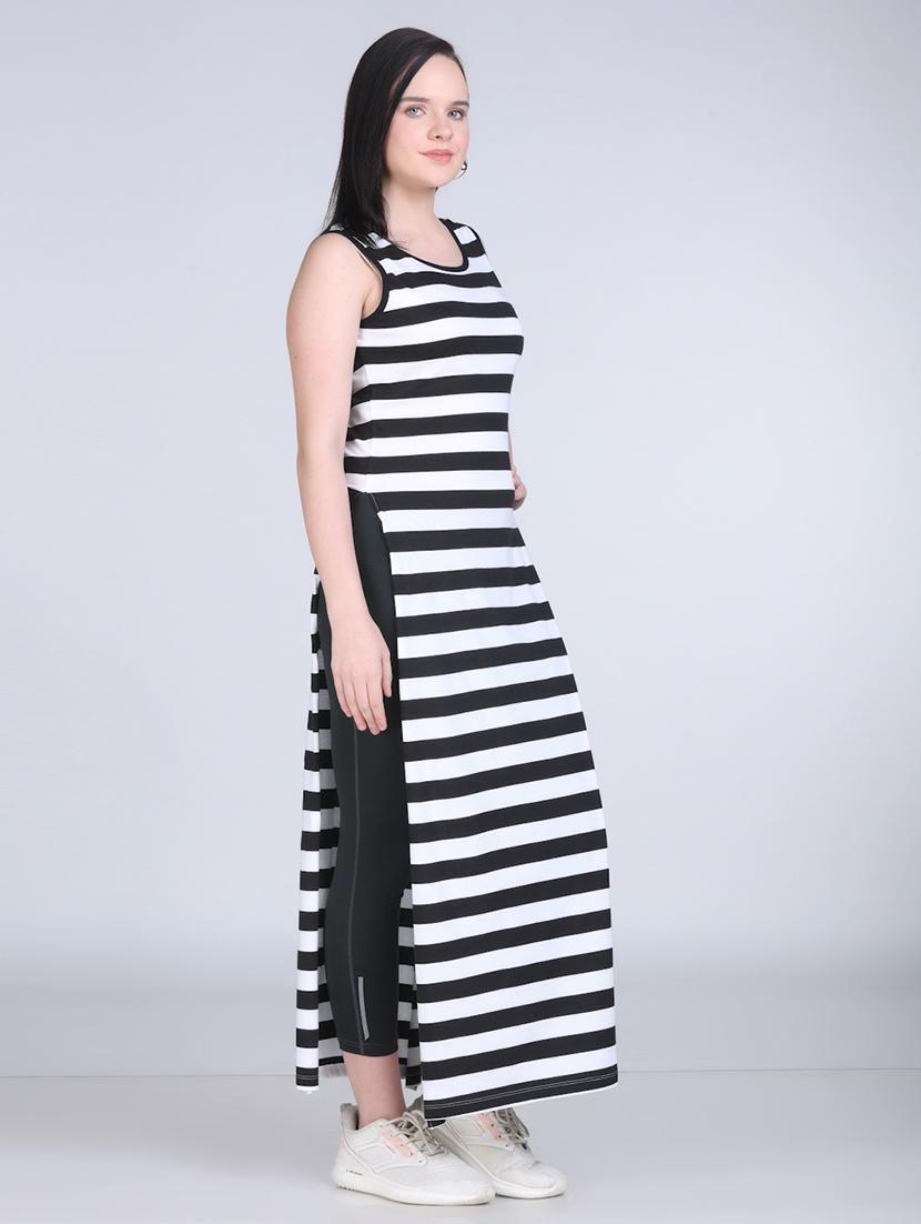 women striped sleeveless long straight top - 21961344 - Standard Image - 3