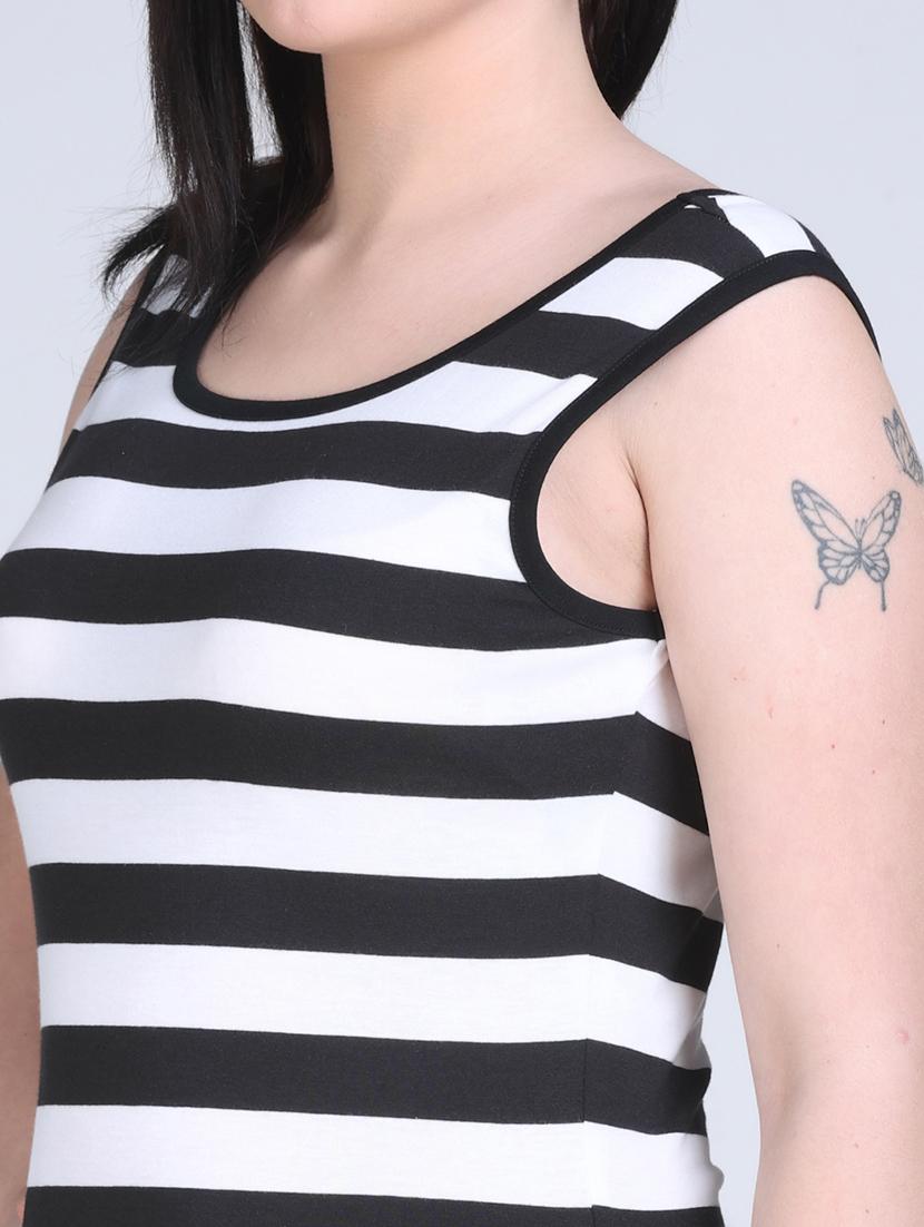 women striped sleeveless long straight top - 21961344 - Standard Image - 5