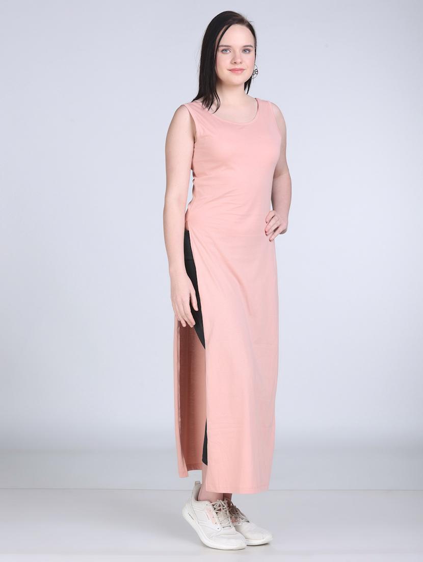 women solid sleeveless long straight top - 21961345 - Standard Image - 3