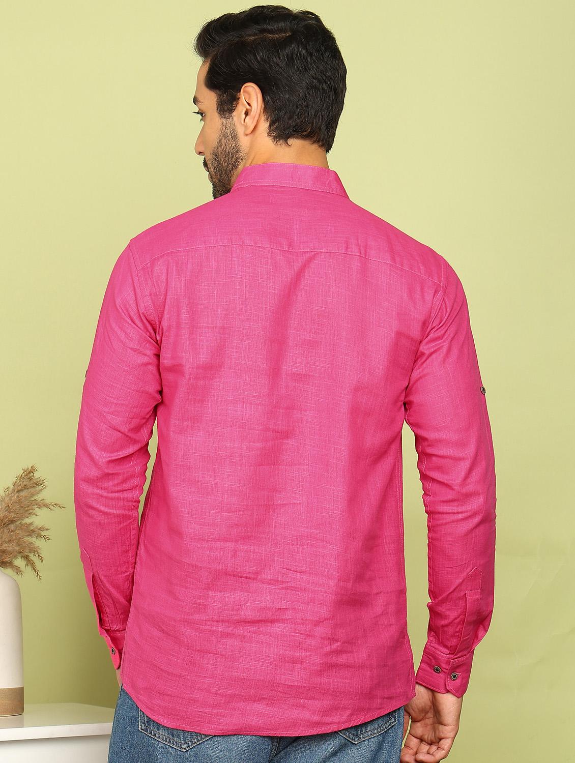 men solid mandarin neck short kurta - 21961378 - Standard Image - 3