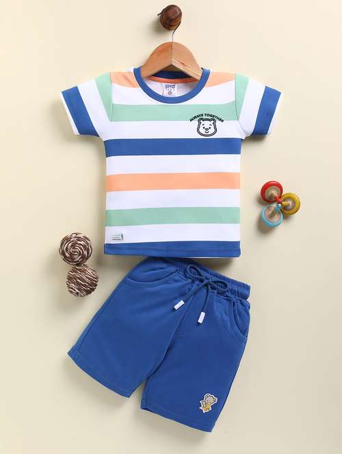boys striped t-shirt and short co-ord set - 21961389 -  Standard Image - 0