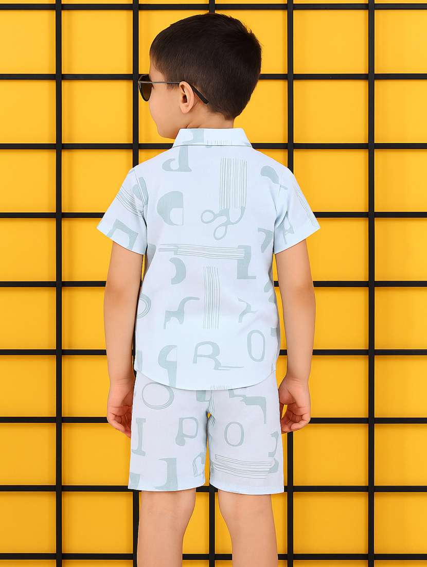 boys printed shirt & shorts co-ord set - 21961404 -  Standard Image - 3