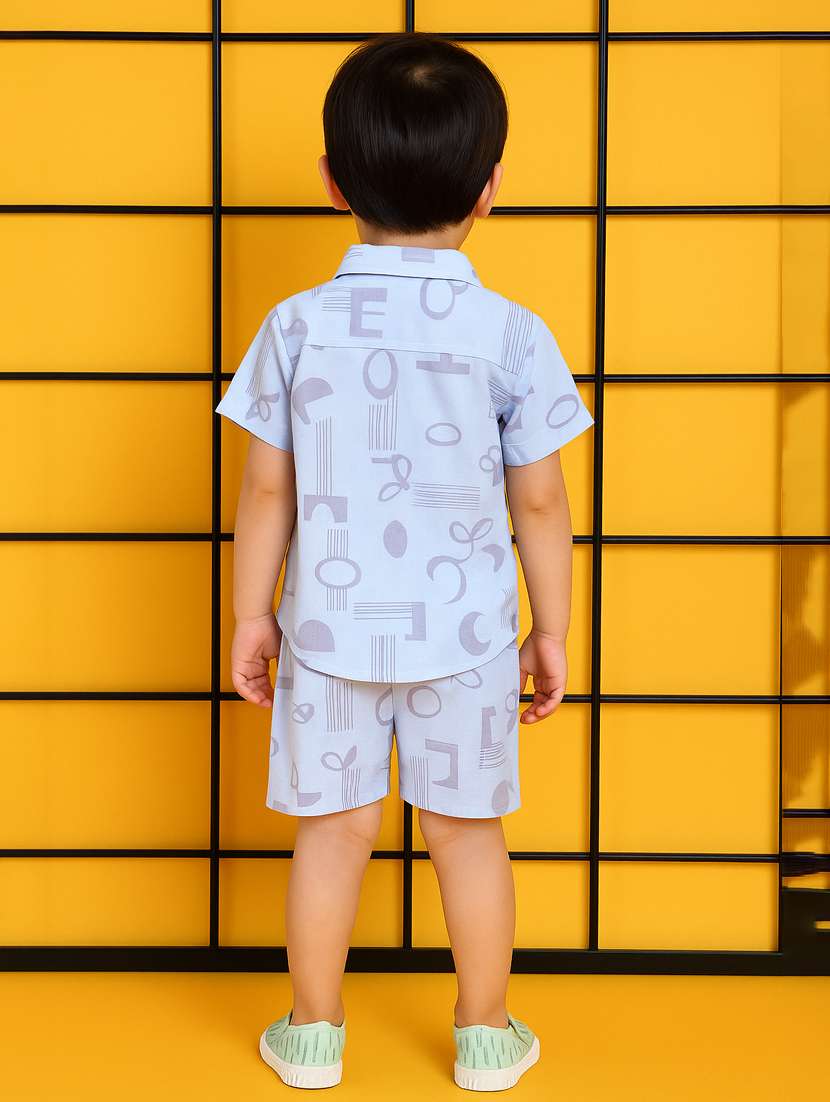 boys printed shirt & shorts co-ord set - 21961405 -  Standard Image - 3
