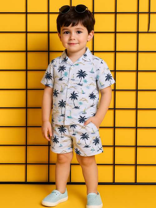 boys printed shirt & shorts co-ord set - 21961406 -  Standard Image - 0