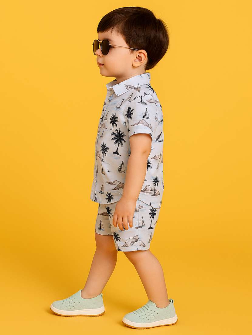 boys printed shirt & shorts co-ord set - 21961408 - Standard Image - 3