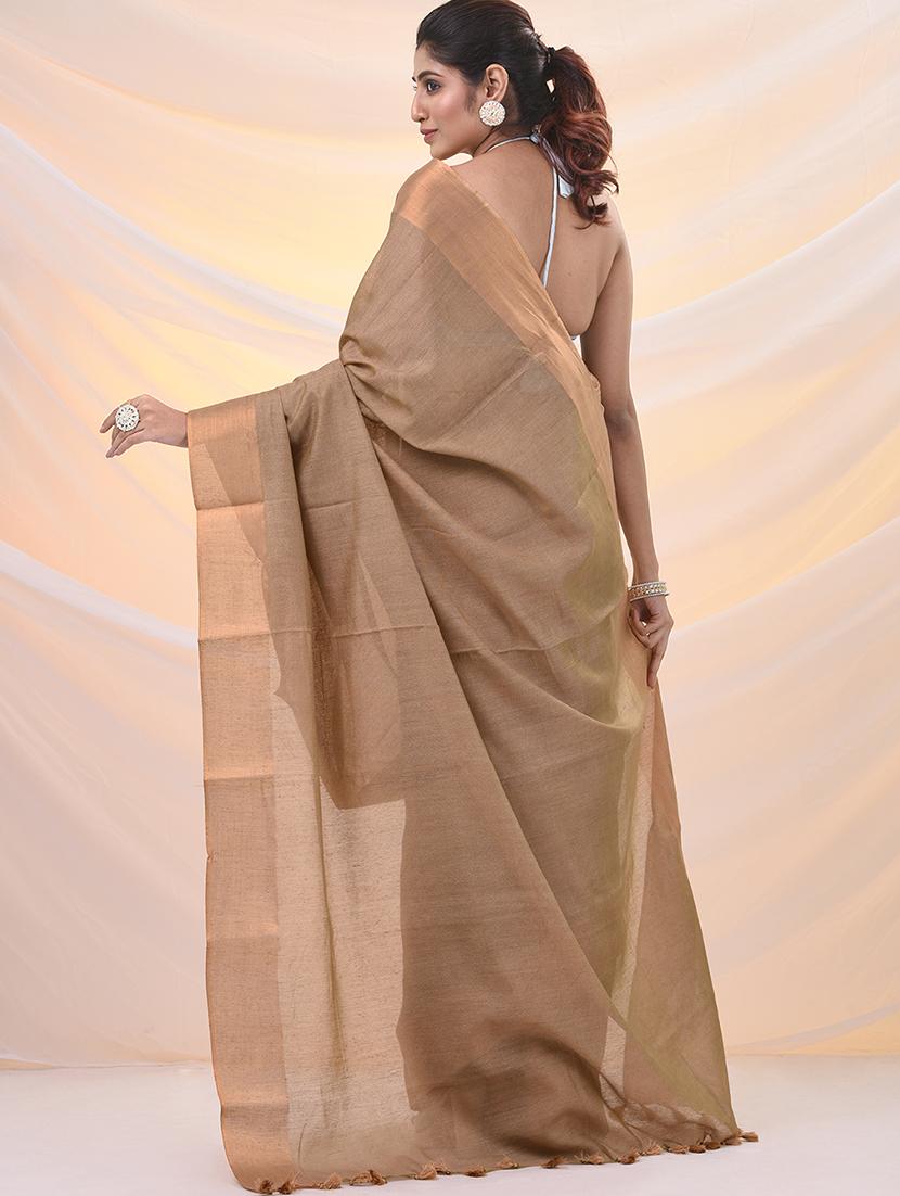 women solid with bordered saree with blouse - 21961515 - Standard Image - 3