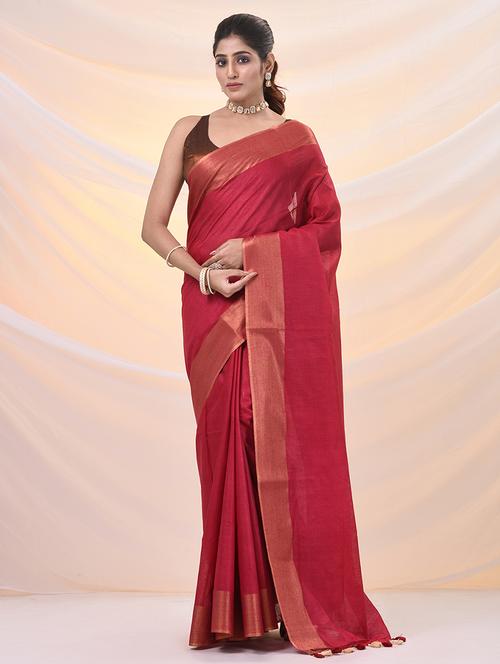 women solid with bordered saree with blouse - 21961519 - Standard Image - 0
