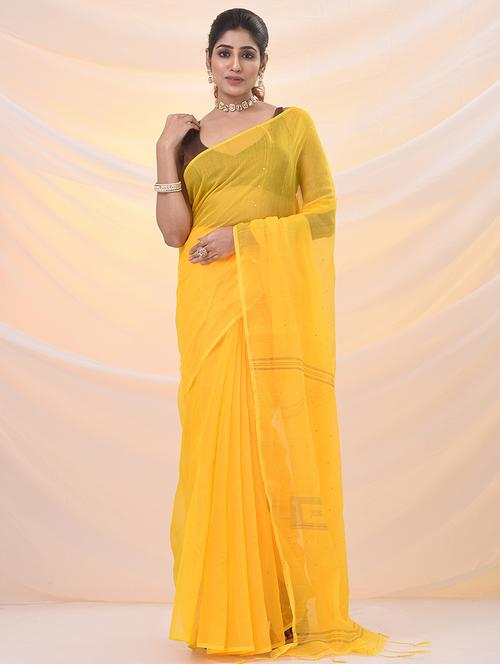 women solid with work embellished saree with blouse - 21961521 - Standard Image - 0