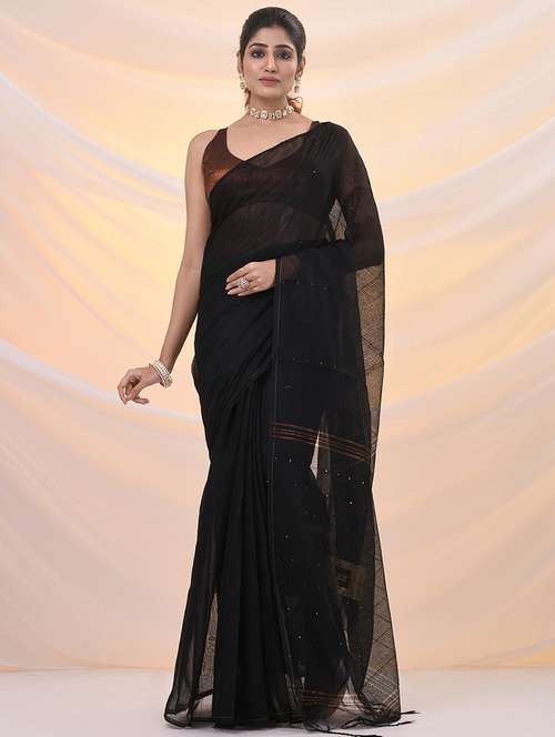 women solid with work embellished saree with blouse - 21961525 - Standard Image - 0