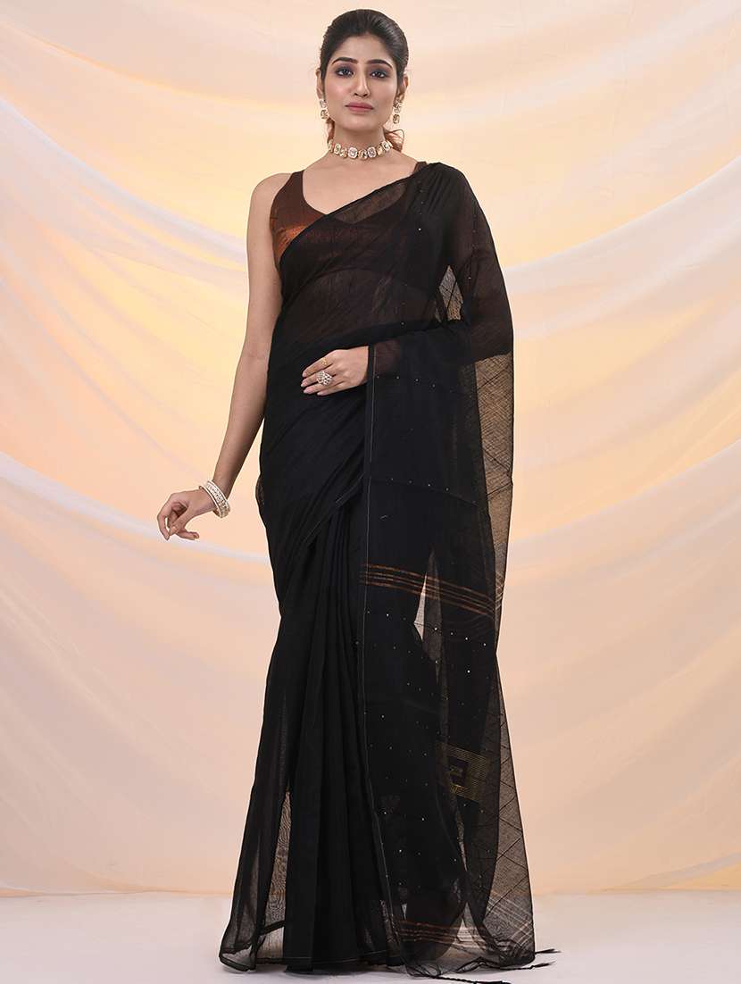women solid with work embellished saree with blouse - 21961525 - Zoom Image - 0