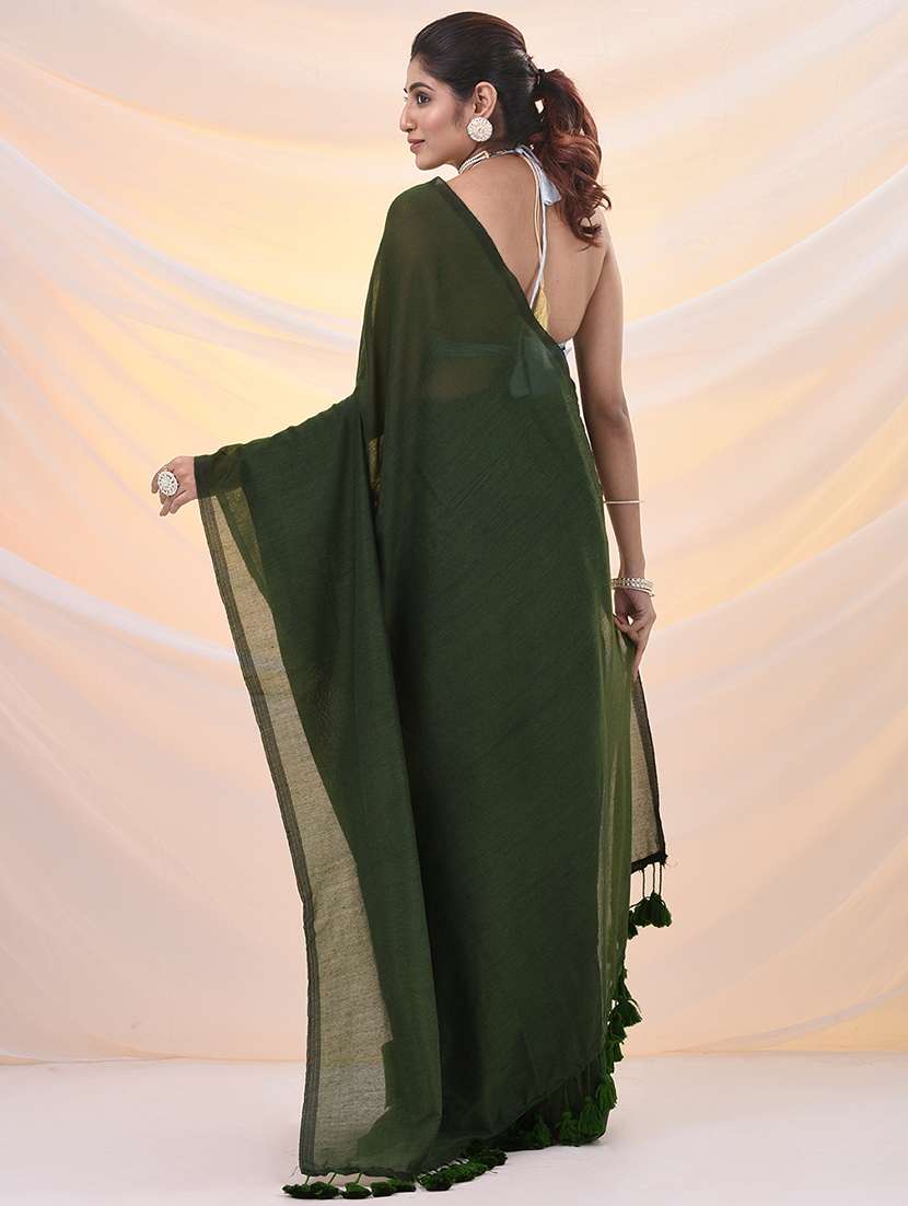 women solid plain saree with blouse - 21961528 -  Standard Image - 3
