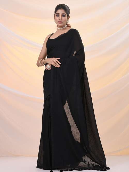 women solid plain saree with blouse - 21961529 - Standard Image - 0
